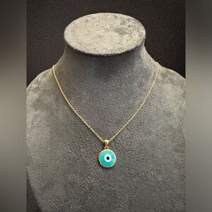 925 Sterling Silver Evil Eyes Pendant Necklace (Italy), available in gold-plated